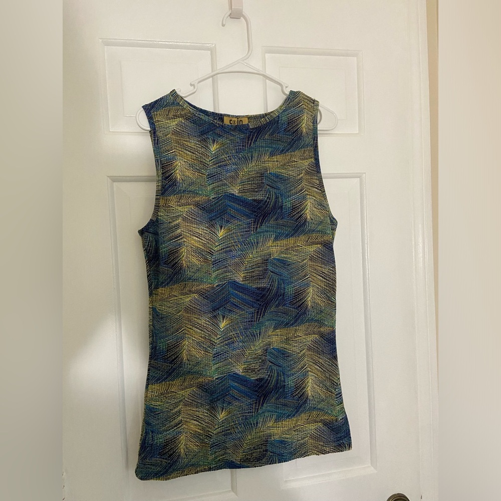 Vintage Coin Sleeveless Tunic Length Blouse